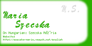 maria szecska business card